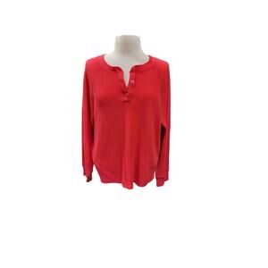 Old Navy Coral Waffle Knit Henley Top – Size XL